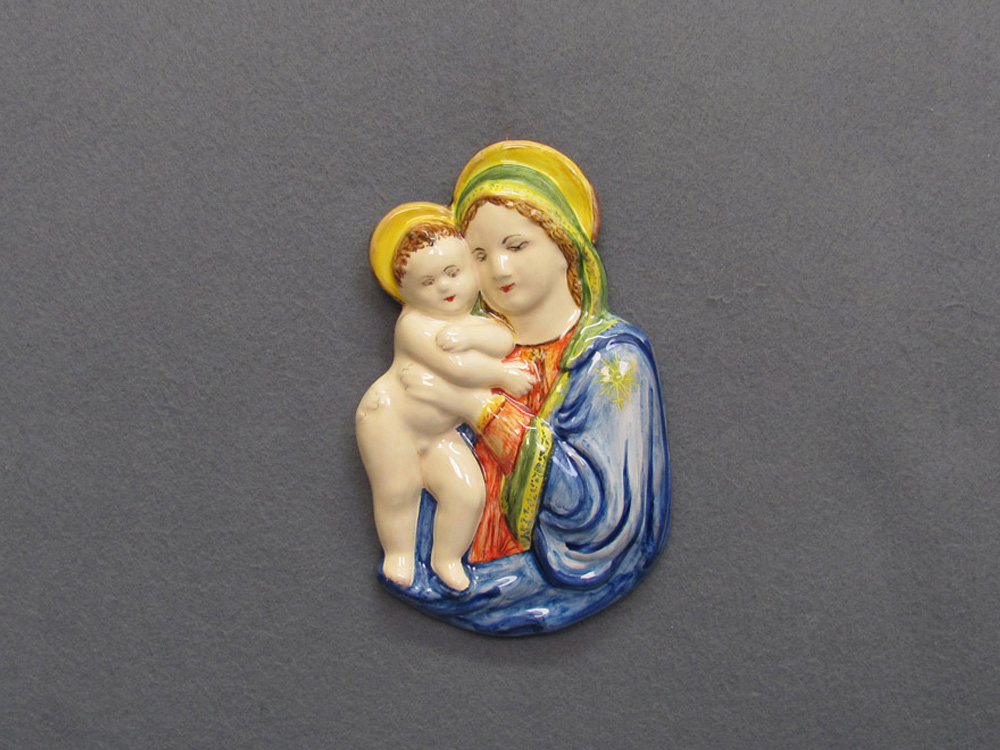 Madonna con Bambino in ceramica dipinta