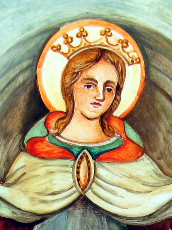Madonna in ceramica dipinta a mano