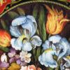 Piatto in ceramica di Faenza dipinto a mano con grottesche e fiori
