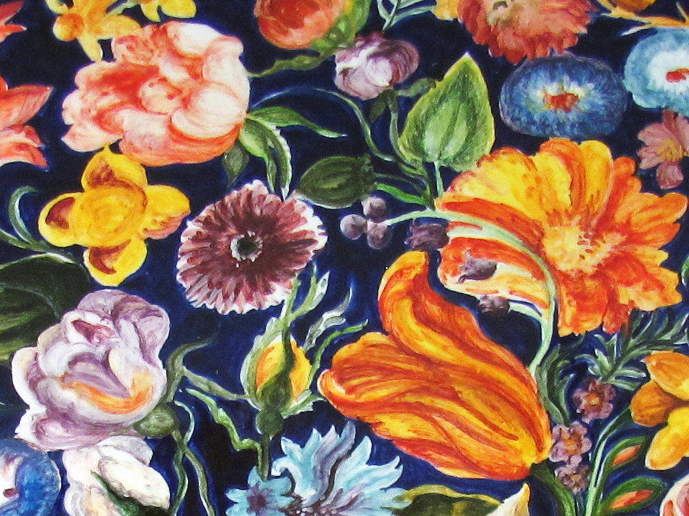 Bowl painted with flowers ø 35 cm - Image 4