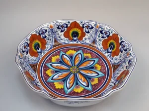 Centrotavola Pavona da 32 cm, ceramica artistica di Faenza