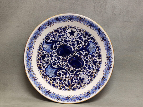 Piatto in ceramica artistica di Faenza, decoro Melograno, dimensione 35 cm