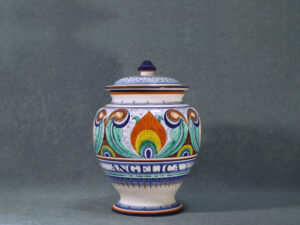 Vaso da farmacia per Angelica in ceramica di Faenza decorata a mano