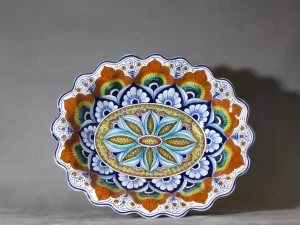 ciotola ovale Pavona 34 cm, maiolica La Vecchia Faenza
