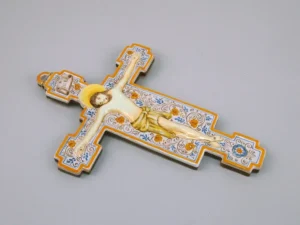 Crocifisso 28,5 cm ceramica artistica tradizionale di Faenza