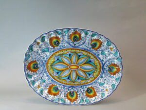 Crespina ovale con Pavoncelle, ceramica di faenza