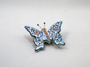 Decorative table-top butterfly with rosettes, Italian ceramics