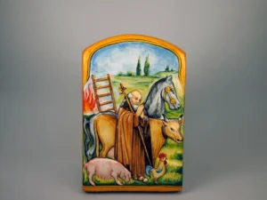 Sant'Antonio abate, pannello in ceramica 22x34 cm