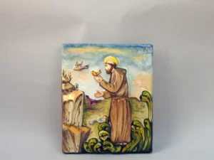 St. Francis Preaching to the Birds, majolica by La Vecchia Faenza